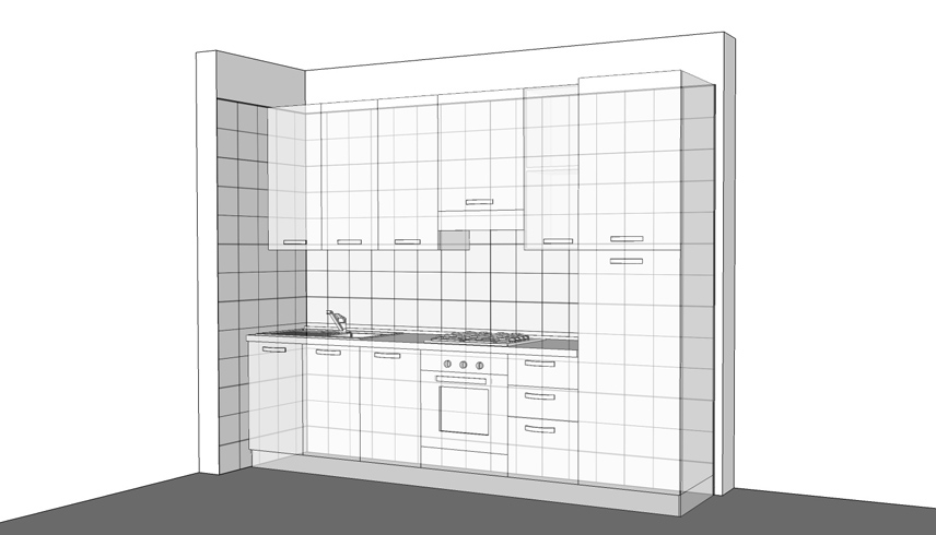 Esempio di rivestimento ideale dell'intera parete cucina